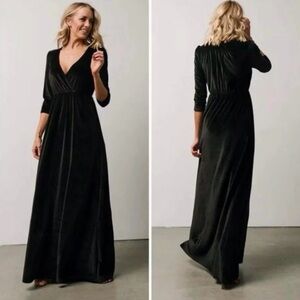 Elegant Black Velvet Maxi Dress Baltic Born